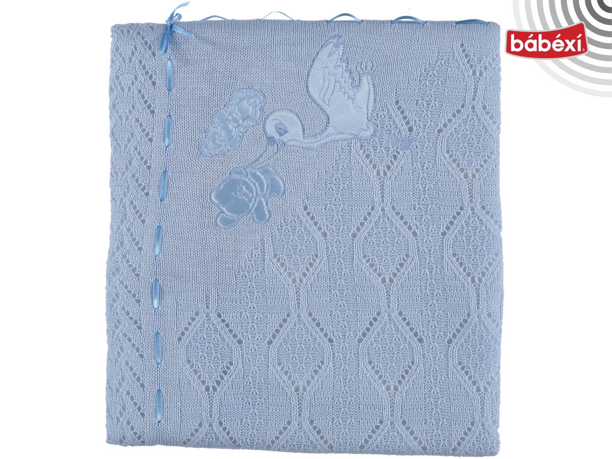 TRİKO ELYAFLI LEYLEKLİ BEBE BATTANİYE 80*95 CM