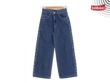 Boru Paça İncili Kız Kot Pantolon  11Y,12Y,13Y,14Y,15Y Kız