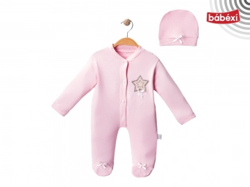 Taşlı Bebe Tulum Yoldiz Desen  3 Ay,6 Ay,9 Ay Kız