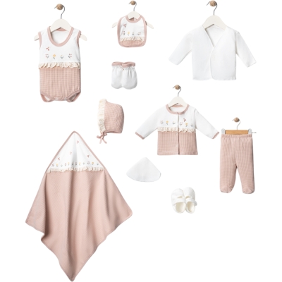 10 LU WAFFLE ÇİÇEKLİ LÜX ZIBIN SET 1 Ay,2 Ay,3 Ay Kız