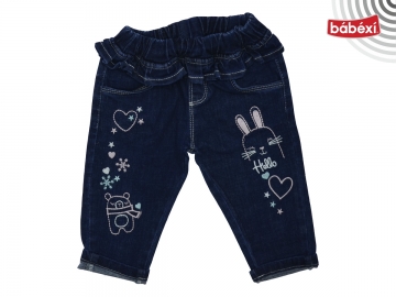 BELİ FIRFIRLI AYI NAKIŞLI KIZ KOT PANTOLON 6 Ay,12 Ay,18 Ay,2Y Kız