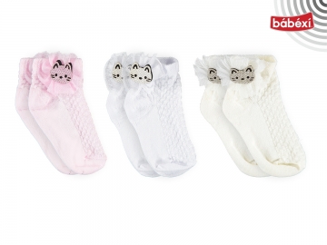 Kedi Aksesuarlı Kabartma Patik Çorap  11Y,12Y Kız