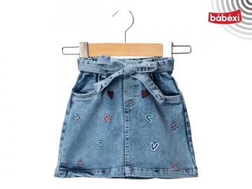 Nakışlı Kot Etek  3Y,4Y,5Y,6Y Kız