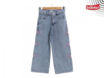Boru Paça Nakışlı Kız Kot 11Y,12Y,13Y,14Y,15Y Kız