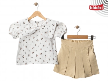 Baskılı Muslin Şort Etek Takim 2Y,3Y,4Y,5Y Kız