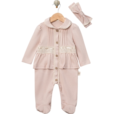 ARA DANTELİ BEBE YAKA 2'Lİ KIZ TULUM  3 Ay,6 Ay,9 Ay Kız
