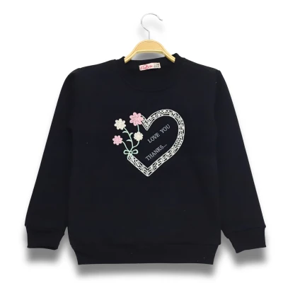 3 İPLİK NAKIŞLI SWEAT 10Y,9Y,11Y,12Y Kız