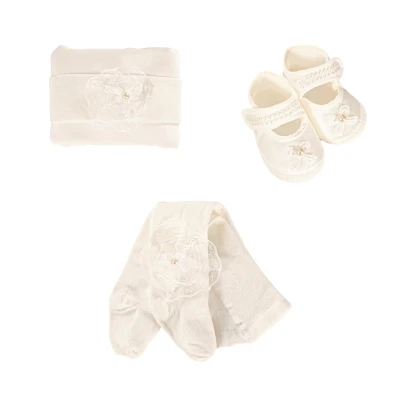 3 PARÇA PATİK SET İNCİLİ 3 Ay Kız