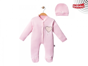 Taşlı Bebe Tulum Kalp Desen  3 Ay,6 Ay,9 Ay Kız