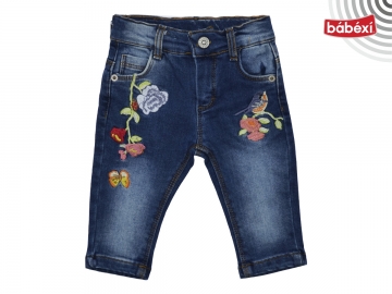 KUŞ ÇİÇEK NAKIŞLI KIZ KOT PANTOLON 6 Ay,12 Ay,18 Ay,2Y Kız