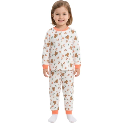 3/6 YAŞ ÇITÇITLI PİJAMA  YAPRAKLI AYI 3Y,4Y,5Y,6Y Kız
