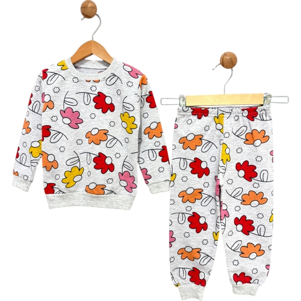 3/6 Yaş Çiçek İki İp Pijama  3Y,4Y,5Y,6Y Kız