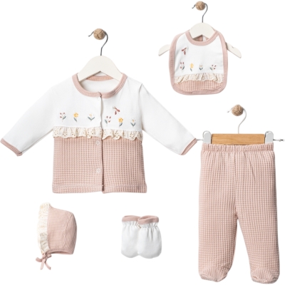 5 Lİ WAFFLE ÇİÇEKLİ LÜX ZIBIN SET 1 Ay,2 Ay,3 Ay Kız