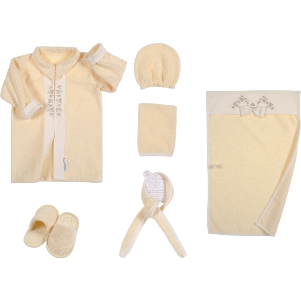5 PARÇA FULL PAMUK BORNOZ SET DANTEL NAKIŞLI 3Y Kız