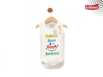 Babam Seviyor Baskılı Kucuk Askılı Badi 1 Ay,3 Ay,6 Ay,9 Ay Uni