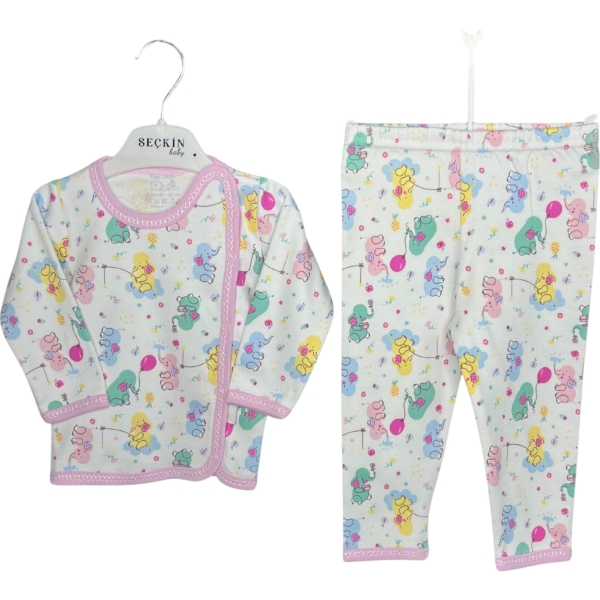 6 AY BİYELİ TAKIM PEMBE FİL 3 Ay,6 Ay Kız