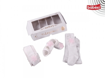 3 Lü Kız Patik Set Renkli Güpür 3 Ay Kız