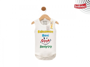 Babaannem Seviyor Baskılı Kucuk Askılı Badi 1 Ay,3 Ay,6 Ay,9 Ay Uni
