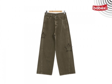 Denim Renkli Yıldız Nakışlı Palazzo Kız Kot Pantolon  8Y,9Y,10Y,11Y Kız