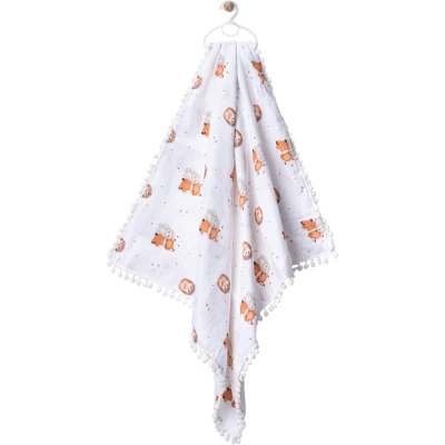 80*90CM ÇİFT KAT PONPONLU MÜSLİN BATTANİYE  1 Ay,2 Ay,3 Ay,6 Ay,9 Ay,12 Ay,18 Ay Uni