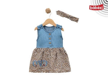 4 Yaş Leopar Desenli Kot Elbise 12 Ay,2Y,3Y,4Y Kız