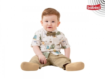 Palmiye Ev Baskılı Gömlek 2’li Takım  6 Ay,9 Ay,12 Ay,18 Ay Erkek