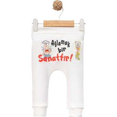 AĞLAMA BİR SANATTIR DTF BASKILI MANSETLİ TEK ALT 1 Ay,3 Ay,6 Ay,9 Ay Uni