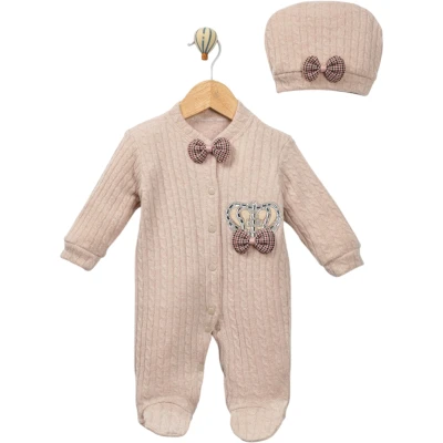 AMORE BABY BEJ RENK TRİKO TULUM  3 Ay,6 Ay,9 Ay Erkek