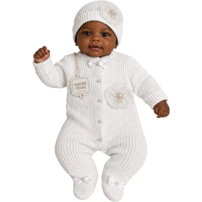 AMORE BABY ECRU ÖRGÜ TRİKO TULUM 3 Ay,6 Ay,9 Ay Kız