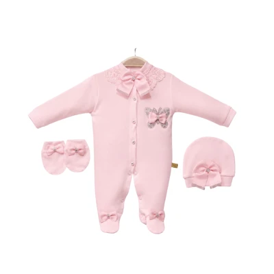 AMORE BABY PEMBE KELEBEK TULUM SETİ 3 Ay,6 Ay,9 Ay Kız