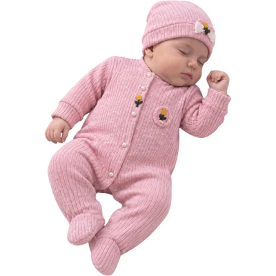 AMORE BABY PİNK ÇİÇEKLİ TRİKO TULUM 3 Ay,6 Ay,9 Ay Kız