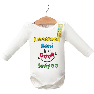ANNEM SEVİYOR BASKILI BÜYÜK UZUNKOLLU BADİ 12 Ay,18 Ay,2Y,3Y Uni