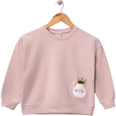 ARMUT BASKILI TAÇ ŞİŞİRMELİ SWEAT 12 Ay,2Y,3Y,4Y Kız
