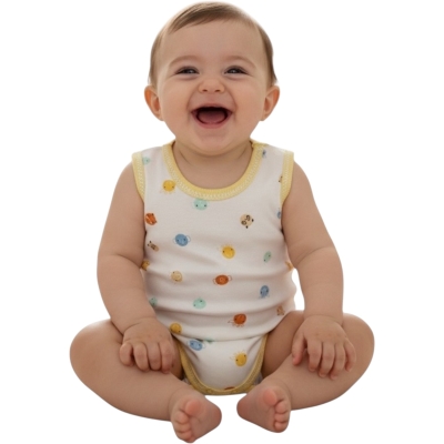ASKILI DESENLİ BÜYÜK BADİ EMOJİ 12 Ay,18 Ay,2Y,3Y Uni