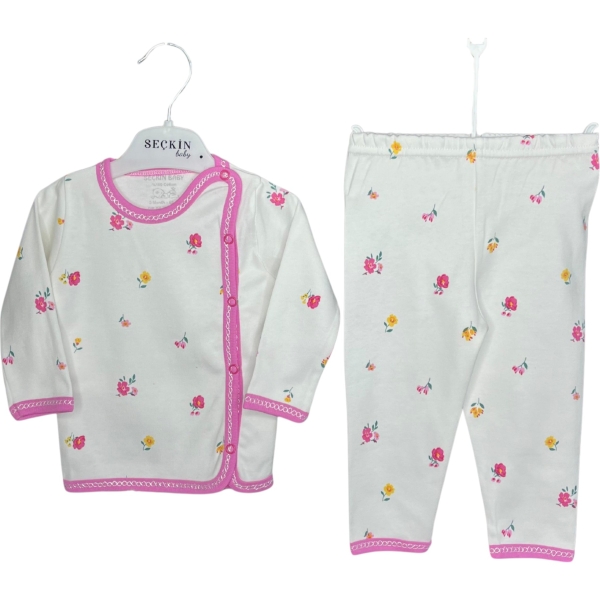 AY BİYELİ TAKIM FUŞYA ÇİÇEK 3 Ay,6 Ay Kız