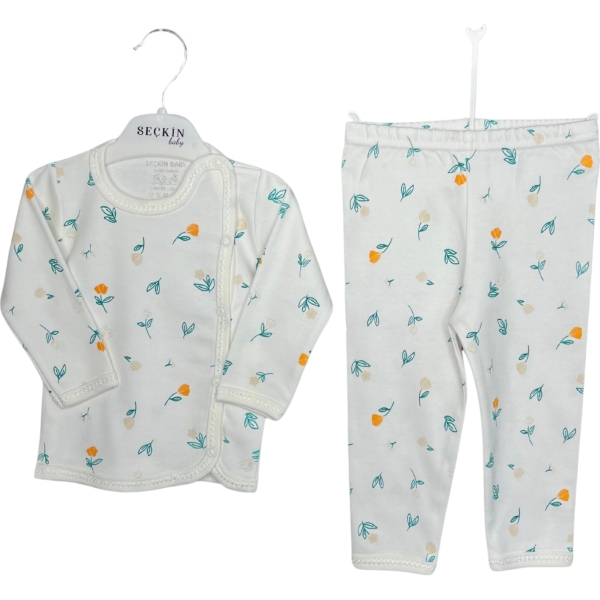 AY BİYELİ TAKIM TURUNCU ÇİÇEK 3 Ay,6 Ay Kız