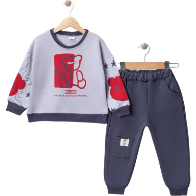 AYICIK BASKILI CEPLİ ETİKETLİ İKİLİ TAKIM 12 Ay,2Y,3Y,4Y Erkek
