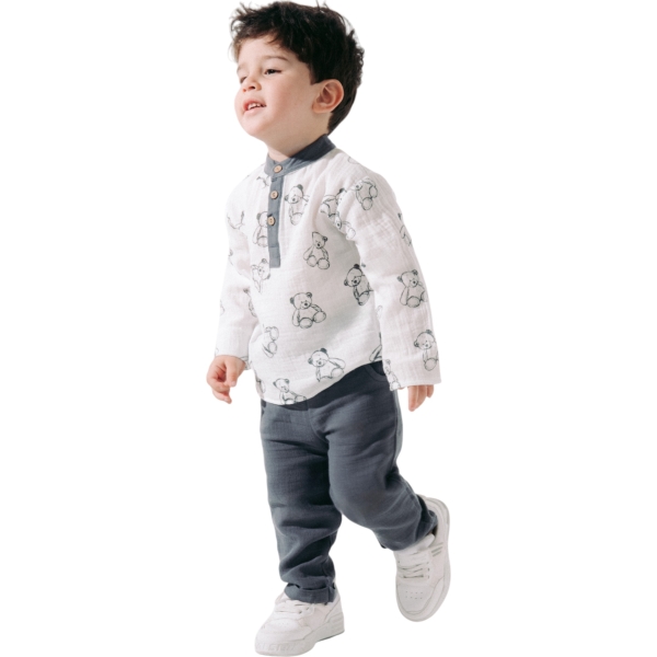 AYICIK BASKILI MÜSLİN ERKEK TAKIM  9 Ay,12 Ay,18 Ay,2Y Erkek