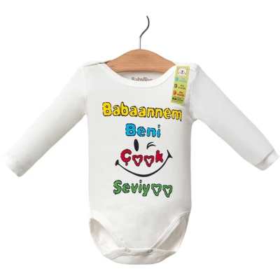 BABAANNEM SEVİYOR BASKILI KÜÇÜK UZUNKOLLU BADİ 1 Ay,3 Ay,6 Ay,9 Ay Uni