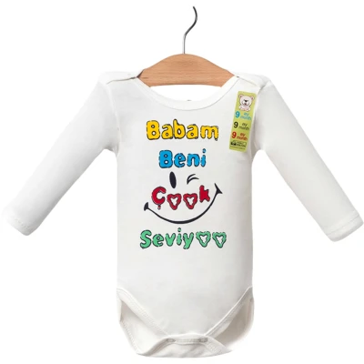 BABAM SEVİYOR BASKILI KÜÇÜK UZUNKOLLU BADİ 1 Ay,3 Ay,6 Ay,9 Ay Uni