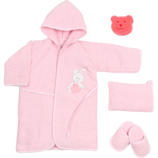 BABYDO BORNOZ 4 LÜ SET MUTLU TAVŞAN  12 Ay Kız
