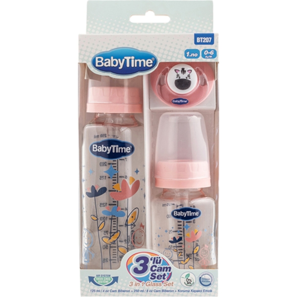 BABYTİME 3’LÜ CAM SET 18 Ay,12 Ay,9 Ay,6 Ay,3 Ay,2 Ay,1 Ay Kız