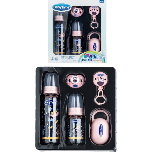 BABYTİME 5’Lİ CAM SET PEMBE 18 Ay,12 Ay,9 Ay,6 Ay,3 Ay,2 Ay,1 Ay Kız