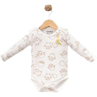 BABYTOO KUCUK YENİ CİVCİV DESENLİ UZUN KOLLU BADİ 1 Ay,3 Ay,6 Ay,9 Ay Uni