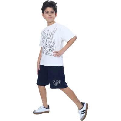 BASKILI ÇOCUK ŞORT TAKIM  4Y,5Y,6Y,7Y,8Y Erkek