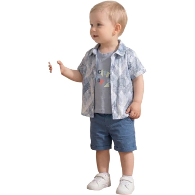 BASKILI ERKEK 3LÜ TAKIM 6 Ay,12 Ay,18 Ay,2Y Erkek
