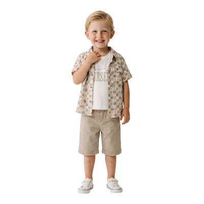 BASKILI MÜSLİN GÖMLEKLİM TAKIM 5Y,6Y,7Y,8Y Erkek