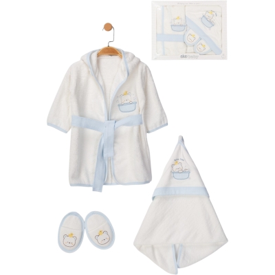 BATH TİME LÜX BEBEK BORNOZ SETİ  2Y Erkek