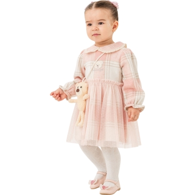 BEAR ÇANTALI PINK ELBİSE  2Y,3Y,4Y,5Y Kız