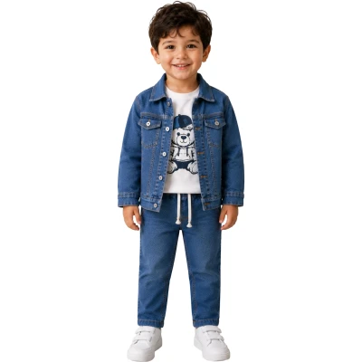 BEBE KLASİK 3 LÜ TAKIM MAVİ  12 Ay,2Y,3Y,4Y Erkek